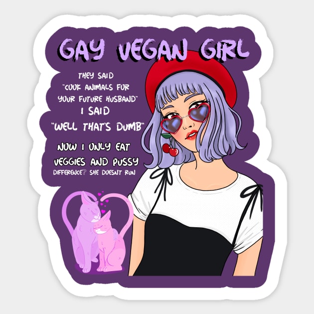 Lesbian Vegan Punk Hipster Girl Sticker by WovenKindness